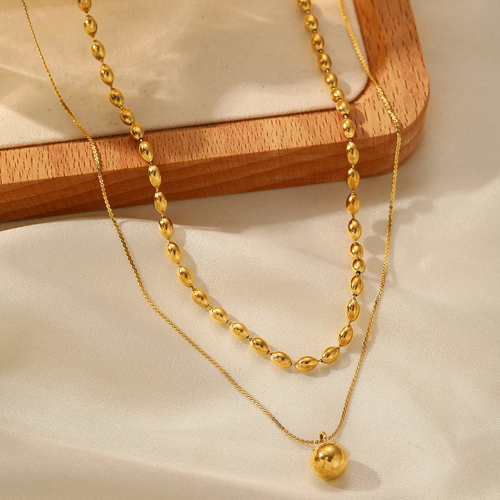 Double Chain Ball Necklace