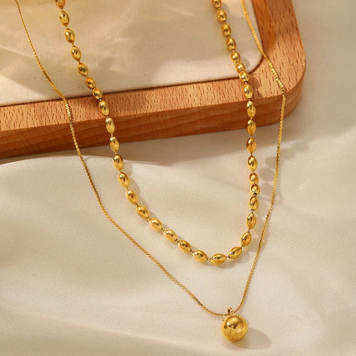 Double Chain Ball Necklace