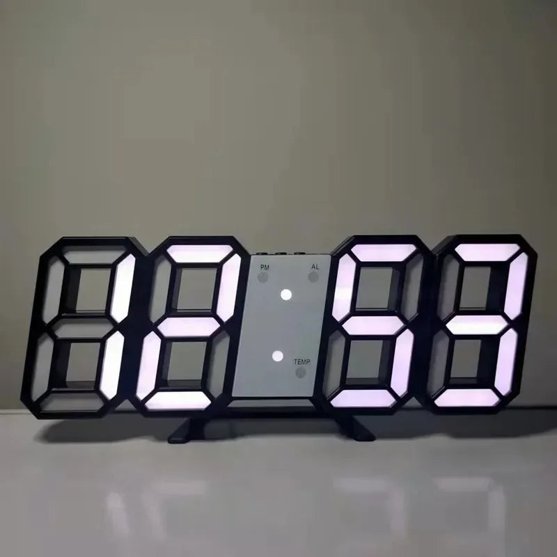 3D LED Alarm Clock Date/Temperature Display for Home Kitchen Office Garden Wall Clock Times Digital Decor