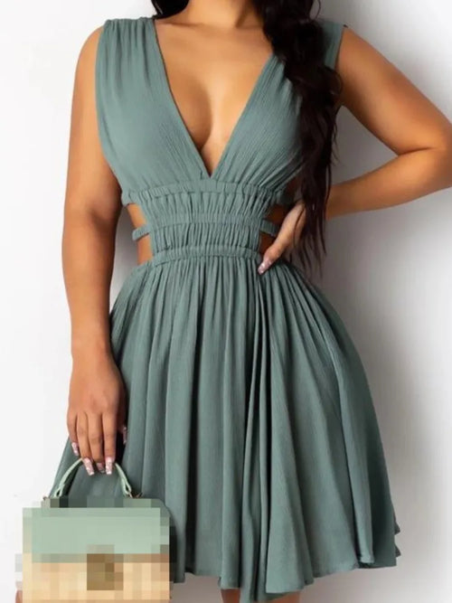 Ruched Cutout Mini Dress