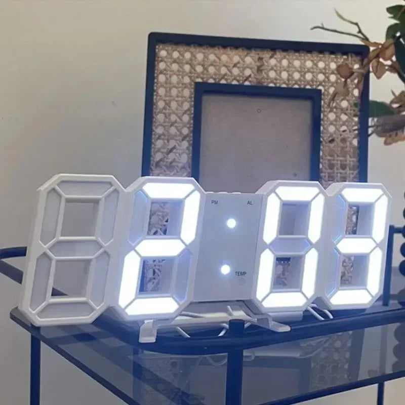 3D LED Alarm Clock Date/Temperature Display for Home Kitchen Office Garden Wall Clock Times Digital Decor