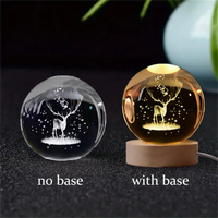 3D Crystal Ball Night Light Laser Engraved Solar System Globe Decoration for Home Desktop Astronomy Birthday Gift
