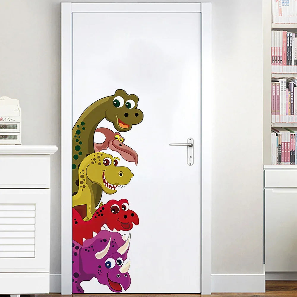 Funny Probe Dinosaur Wall Decals Short Eye Catching Kids Bedroom Living Room Children Nursery Mural Wall Art Behind The Door Stickers