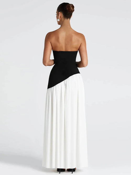 Patchwork Draped Maxi Dress