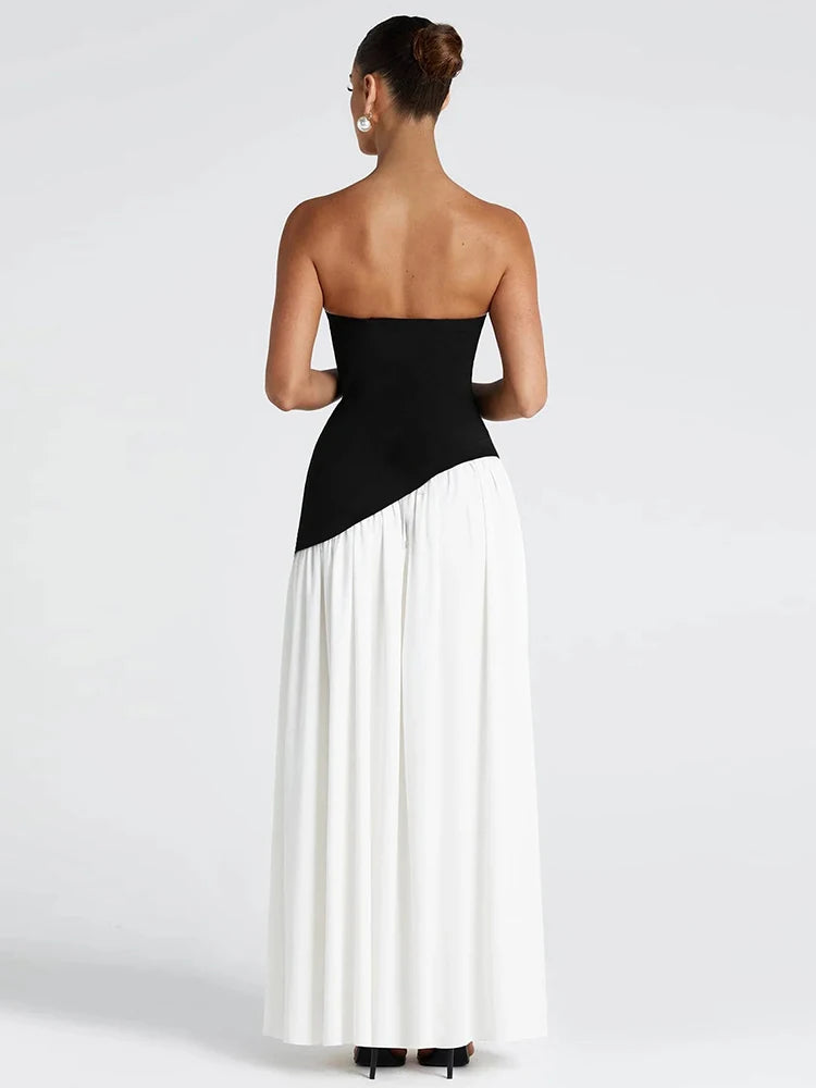 Patchwork Draped Maxi Dress