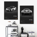 Sports Car Wall Art Black White Pop 911 GT Turbo Canvas Painting Living Room Home Decor Gift Garage