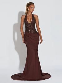 Sequin Halter Maxi Dress