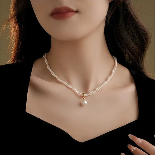 Layered Pearl Choker Necklace