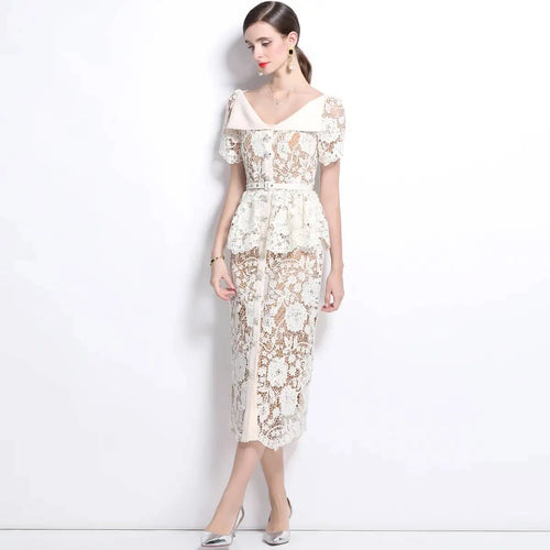 Beaded Lace Midi Dress