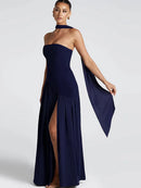 Patchwork Draped Maxi Dress