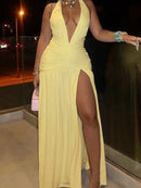White Deep V Dress