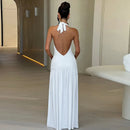 White Deep V Dress