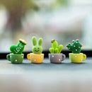 Resin Succulent Cactus Mini Green Plant Set of 4 for Office Home Living Room Crafts Eye Catching Short Length Figurines
