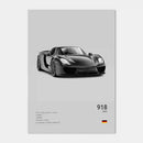 Sports Car Wall Art Black White Pop 911 GT Turbo Canvas Painting Living Room Home Decor Gift Garage