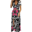 Polynesian Print Maxi Dress