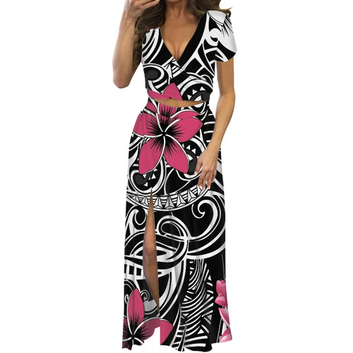 Polynesian Print Maxi Dress