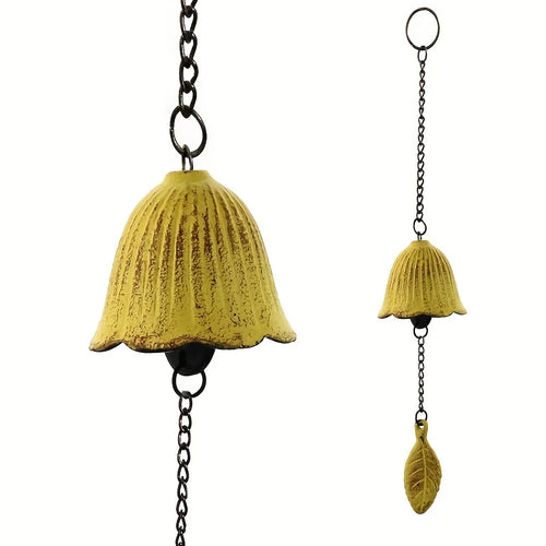 Creative Japanese Cast Iron Wind Chime Hanging Decoration Retro Metal Leaf Bell for Balcony Outdoor Garden