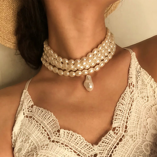 Irregular Pearl Choker Necklace