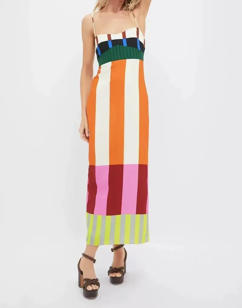 Striped Backless Boho Dress