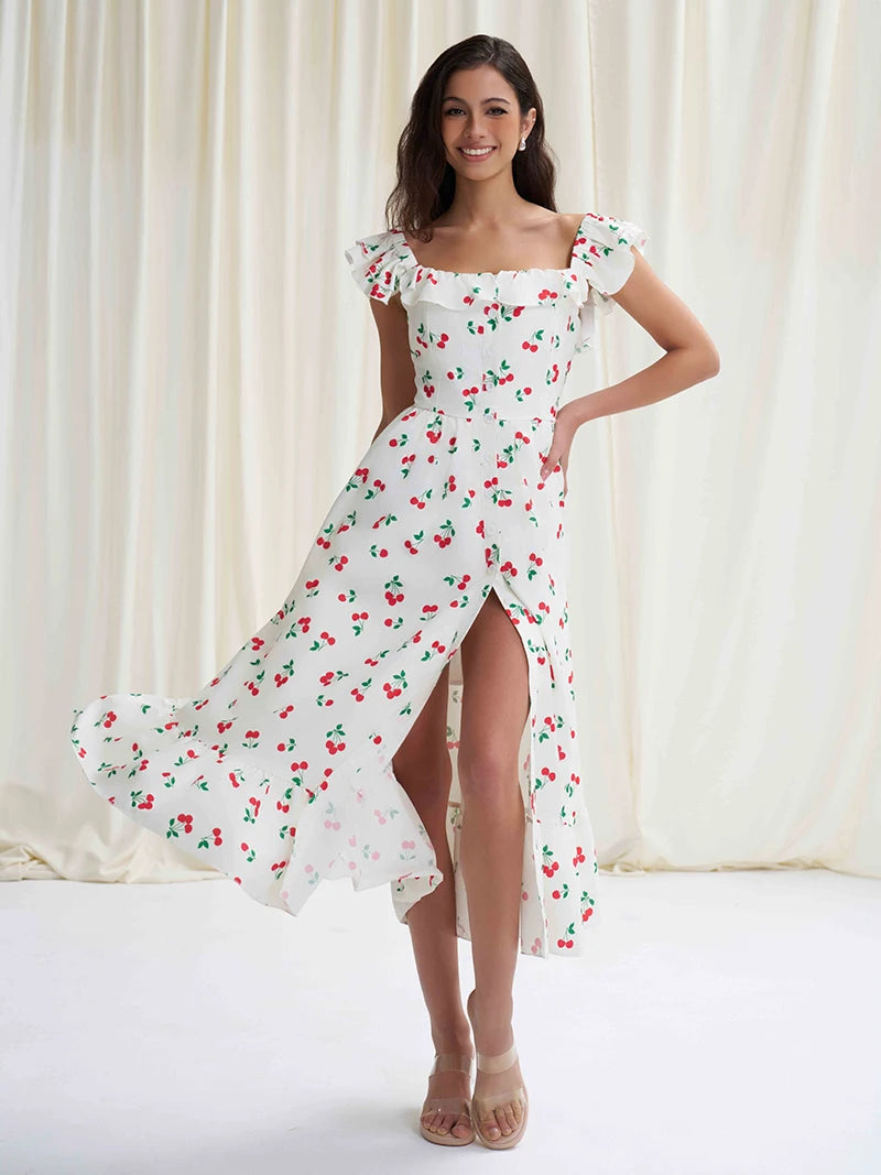 Cherry Print Beach Dress