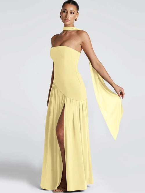 Patchwork Draped Maxi Dress