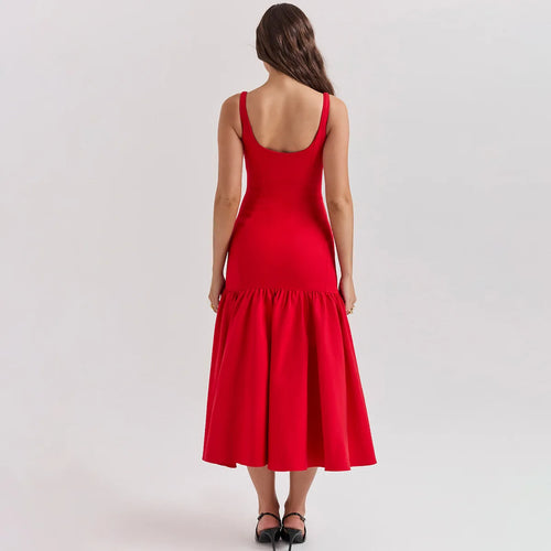 Red Suspender Dress