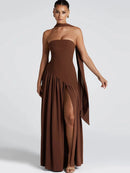 Patchwork Draped Maxi Dress