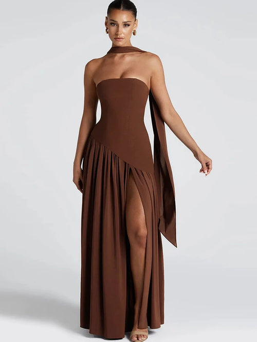 Patchwork Draped Maxi Dress
