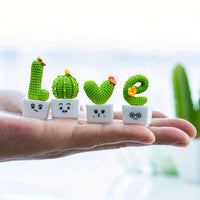 Resin Succulent Cactus Mini Green Plant Set of 4 for Office Home Living Room Crafts Eye Catching Short Length Figurines