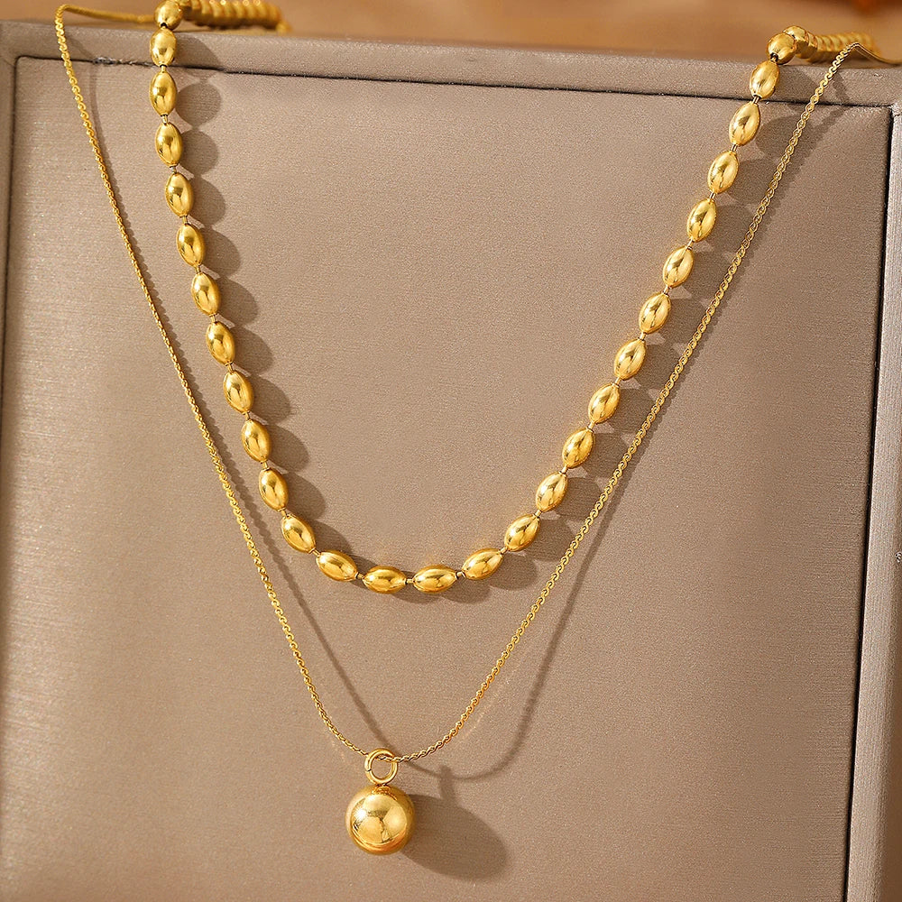 Double Chain Ball Necklace