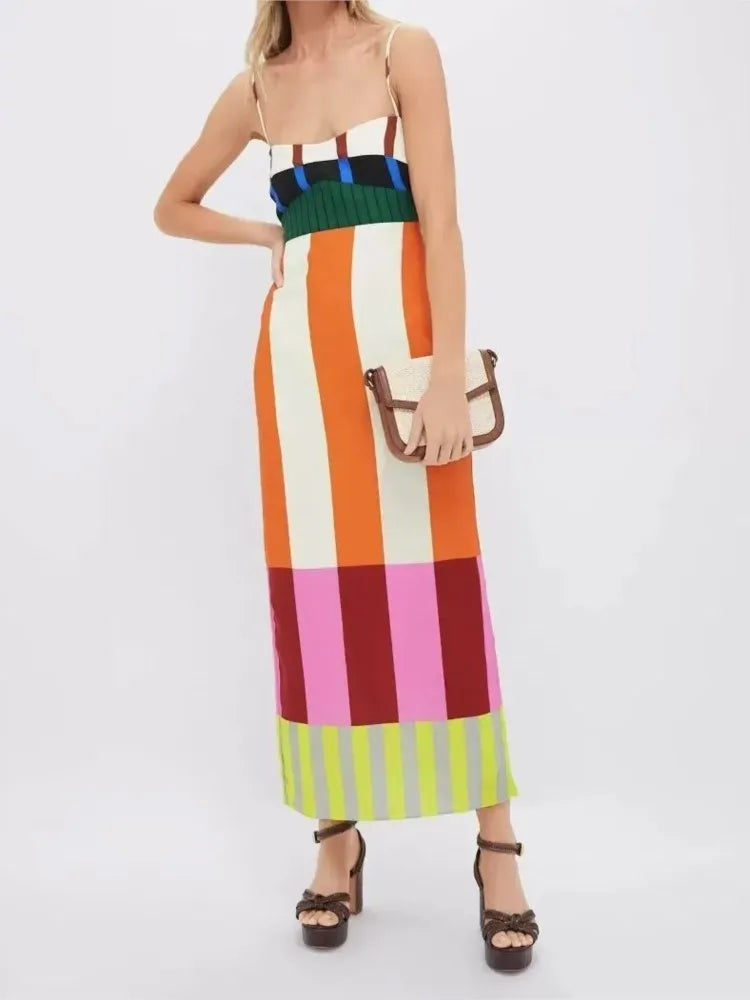 Striped Backless Boho Dress