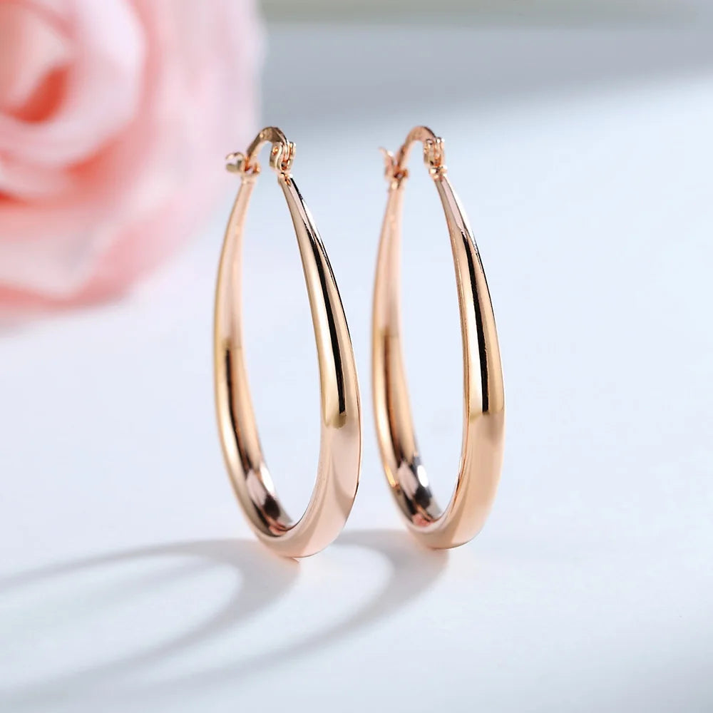 Oval Gold Silver Earrings