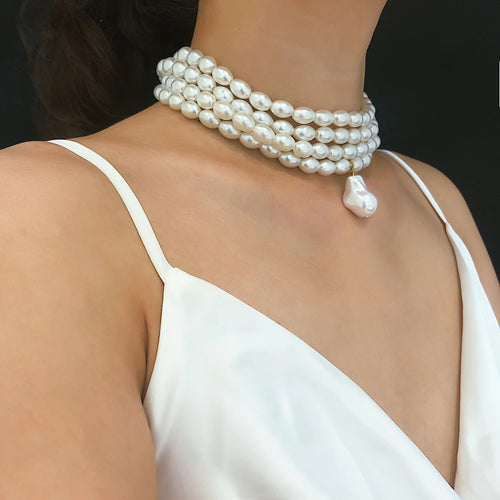 Irregular Pearl Choker Necklace