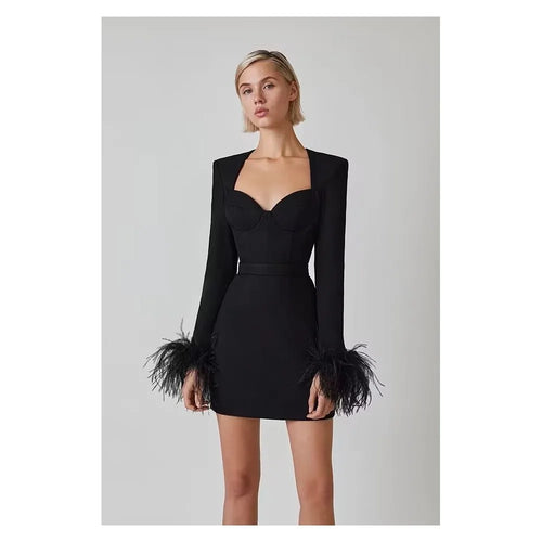 Strapless Feather Mini Dress