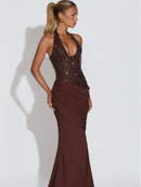 Sequin Halter Maxi Dress