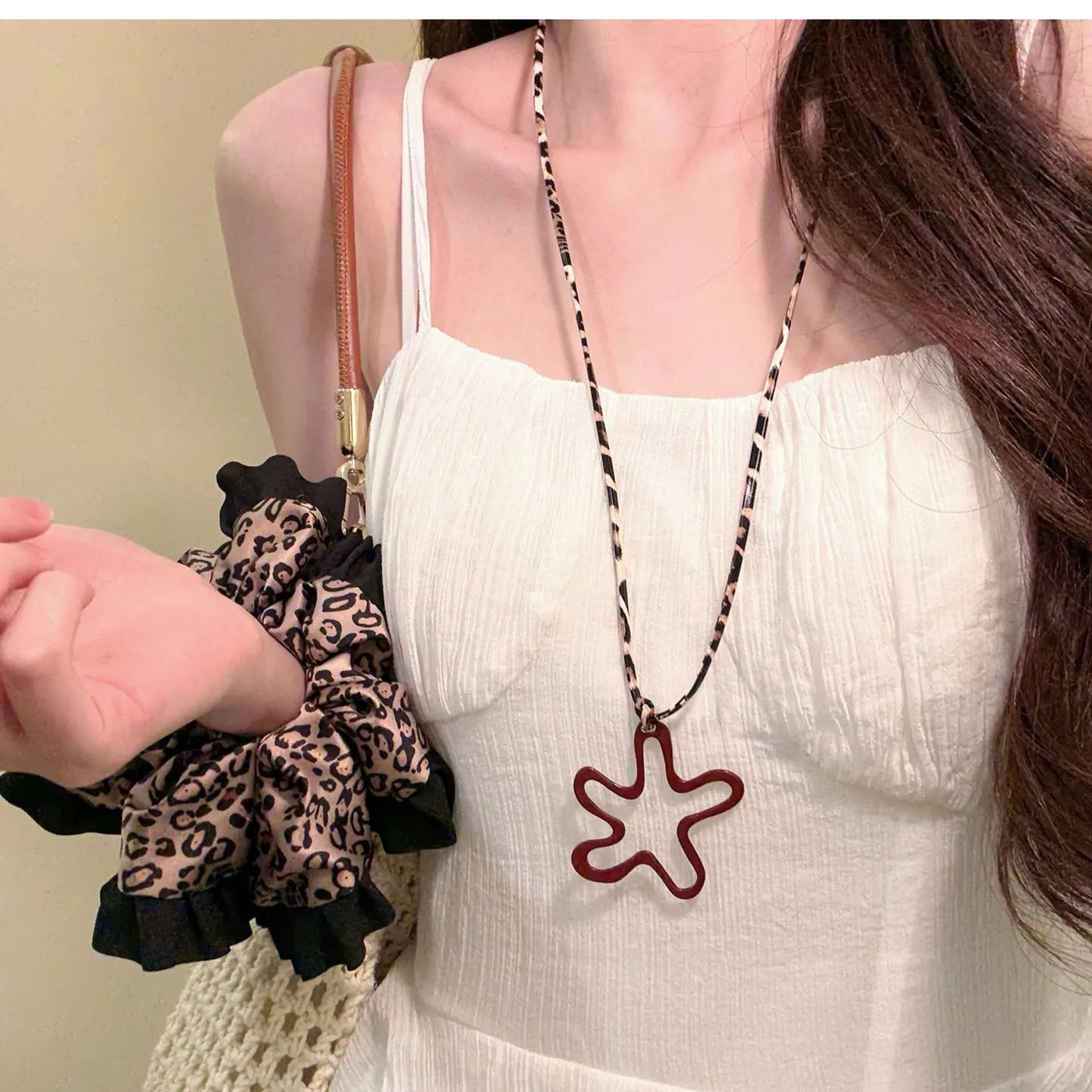 Wine Red Flower Necklace