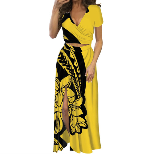 Polynesian Print Maxi Dress