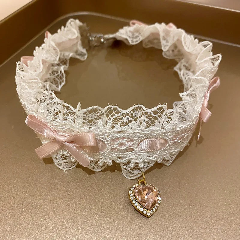 Heart Bow Lace Choker
