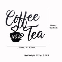 Black Plaque Wall Hanging Decoration Coffee and Tea Cutout Letter Silhouette Metal Sign for Home Dining Room Kitchen