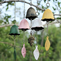 Creative Japanese Cast Iron Wind Chime Hanging Decoration Retro Metal Leaf Bell for Balcony Outdoor Garden