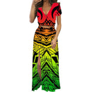 Polynesian Print Maxi Dress