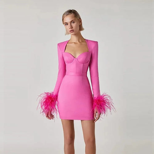 Strapless Feather Mini Dress