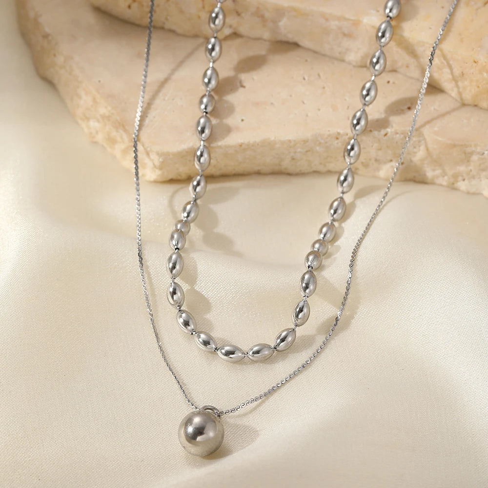 Double Chain Ball Necklace