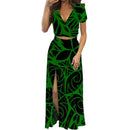 Polynesian Print Maxi Dress