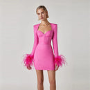 Strapless Feather Mini Dress