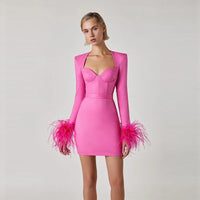 Strapless Feather Mini Dress