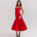Red Suspender Dress