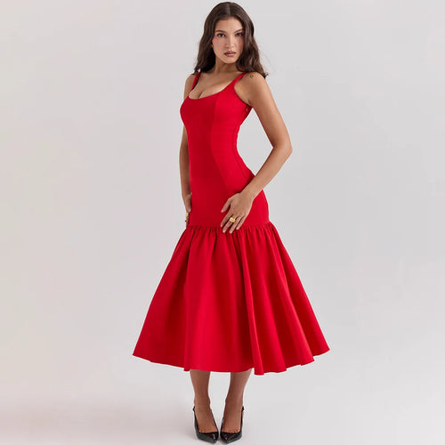 Red Suspender Dress