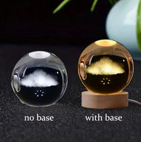 3D Crystal Ball Night Light Laser Engraved Solar System Globe Decoration for Home Desktop Astronomy Birthday Gift