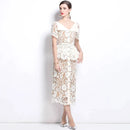Beaded Lace Midi Dress